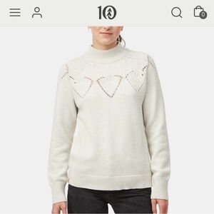 NWT tentree Ivory Pointelle Turtleneck Sweater | Cotton/Wool Blend M